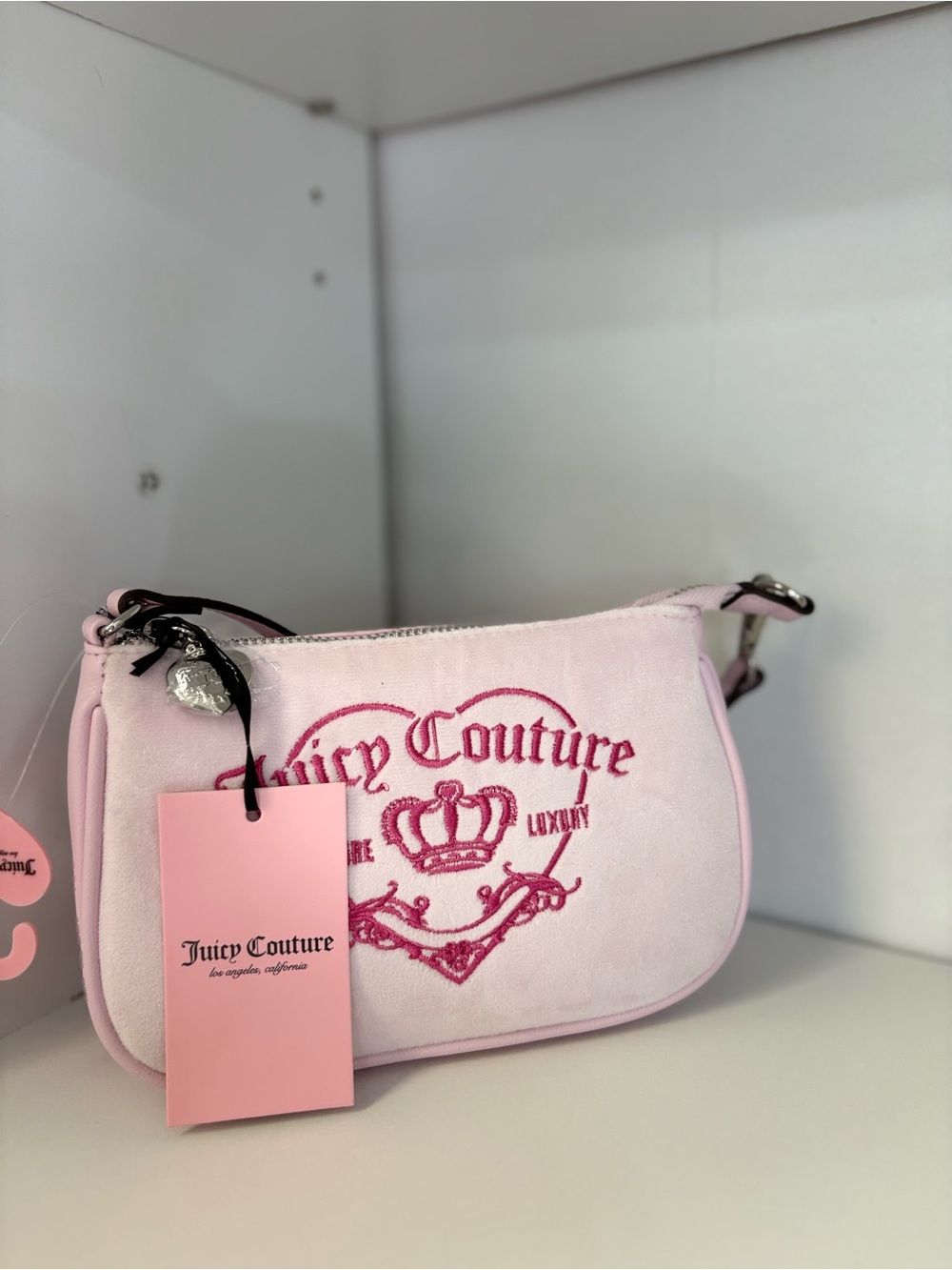 Juicy Couture Light Pink Embroidered Logo Mini Shoulder Bag